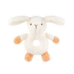 Apricot Lamb Baby Bunny Rabbit Soft Rattle Toy, Plush Stuffed Animal for Newborn Soft Over 0 Months 6 Inches, White (brown hands and feet)