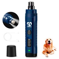Casfuy Dog Nail Grinder with 2 LED Light - 4.8V Super Powerful 2-Speed Electric Pet Nail Trimmer for Medium Large Dogs Quiet Rechargeable Painless Paws Grooming & Smoothing Tool (Dark Blue)