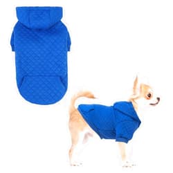 KOOLTAIL Dog Hoodie Pet Clothes Sweater with Hat and Pocket for Small Medium Large Dogs, Warm Soft Dog Cold Weather Coat, Clover Laminated Cotton Hooded Sweatshirt Outfit for Puppy Cats, Blue S