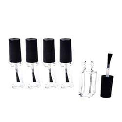 DNHCLL 5PCS 5ML Nail Polish Bottles Empty Glass Square Bottom Shape Nail Polish Clear Bottles,With Cap and Soft Brush,Nail art