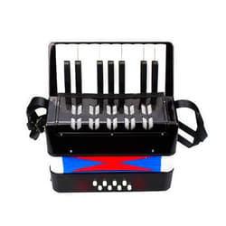 YDuupxe Accordion 17 Piano Keys 8 Bass Button Mini Accordion Instrument with Retractable Leather Strap Plastic for Beginners (Black)