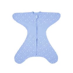 GROWNSY Transitional Swaddle Sleep Sack 6-12 Months, 100% Cotton Starfish Design Baby Swaddle Sack, Dual-Zipper for Easy Diaper Changes, Proper Hip Development & Openable Foot Button, 19-27 lbs, Blue