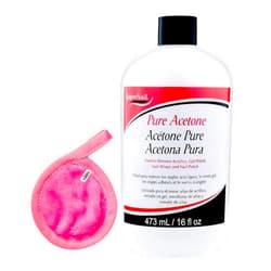 Moofin Pure Acetone 16 Fl oz, Acetone Acrylics, Gel Polish Remover with Moofin Makeup Cleansing Cloth - Quick Evaporating Polish Thinner, Easy to Use for Manicure and Pedicure Pack of 1