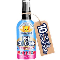 Bodhi Dog Premium Dog Cologne - Deodorizing Dog Perfume & Conditioner for Dogs & Cats - Natural Long Lasting Spray - Keeps Pets Fresh All Day - Gentle & Safe Formula, Made in USA (Baby Powder 4 Fl Oz)