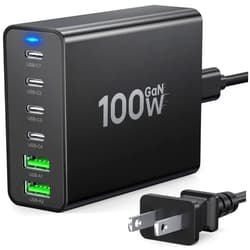 BOVICAS USB C Fast Charger 100W GaN Compact USB C Charging Station 6 Port USB Type C Charging Block Hub Power Strip, 4 PD USB C 2 QC USB A Wall Charger for iPad iPhone 15 14 13 12 11 Pro Max Pixel Note Galaxy