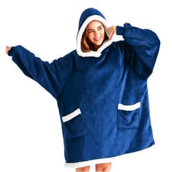 Bedsure Blanket Hoodie, Wearable Blanket Hoodie as Gifts for Mom, Birthday Gifts for Women Kids Teens Sherpa Sweatshirt, Navy, Standard