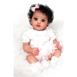 Angelbaby Lifelike Reborn Baby Dolls Black Girl 23inch Realistic African American Newborn Baby Doll Weighted Reborn Toddler Doll with Weighted Soft Body Real Baby Feeling Super Cute Child Doll