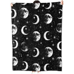 Amepay Moon Phases Blanket Gifts for Kids Adult Women,Celestial Astronomy and Space Throw Blankets,Soft Comfy Lightweight for Room Couch Bed Sofa Mystical Decor 50x40in