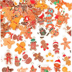 MARFOREVER Gingerbread Man Snowman Charms, 120 PCS Christmas Charms for Jewelry Making, Assorted Enamel Winter Gingerbread Man Xmas Charm Pendants for DIY Bracelet Necklace Earrings Making Supplies