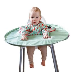 Tidy Tot- Baby Bib & Tray Kit - Mess Proof Long Sleeve Smock Attaches to Feeding Mat, Waterproof Bib - Fits Babies 6-24 Month