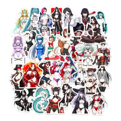 TinymalsDesign 30 PCS Sexy Anime Girl Stickers Pack – Waterproof Aesthetic Japanese Manga Vinyl Decals for Laptop, Water Bottle, Skateboard, Luggage – Cool Waifu Sticker Set for Teens, Adults, Anime Fans