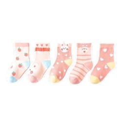 YOUXUAN Kids Cotton Crew Socks - 5 Pairs of Cute and Cozy Ankle Socks for Girls – Warm and Breathable - Fits 1-12 Years Old