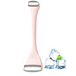LAIKME Mini Eye Ice Roller for Eyes Puffiness - Facial Ice Roller and Mini Roller 2 in 1 - Massager for Migraine Relief Tighten Pores Under-Eye Pain Relief - Reduce Wrinkle Puffy for Face Arms (Pink)