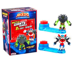 Akedo - Ultimate Arcade Warriors Battle Giants Versus Pack - Scratch-Atron VS Tonk - Mini Battling Action Figures Ready, Fight, Split Strike