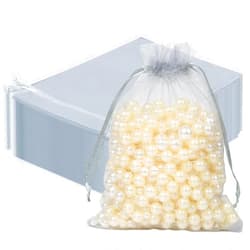 Hopttreely 100PCS Sheer Organza Bags, 5X7 inches Mesh Bags Drawstring Small Pouch Gift Bags for Christmas, Jewelry, Wedding Party, Baby Shower Favor Bags