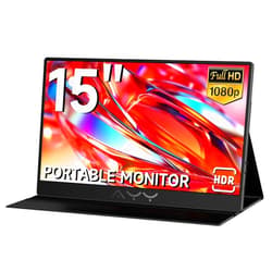 AYY Portable Monitor for Laptop 15 Inch, FHD 1080P USB-C HDMI Travel Monitor External for Computer, Second Display HDR IPS Gaming Monitor Extender for PC MAC Phone PS4/5 Xbox Switch, Built-in Speakers