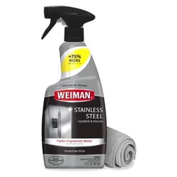 Weiman Stainless Steel Cleaner and Polish - Protects Appliances from Fingerprints and Leaves a Streak-Free Shine for Refrigerator, Dishwasher, Oven & Grill, Cleaning Supplies, Microfiber Cloth