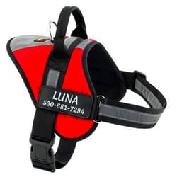PLUTUS PET Personalized No Pull Dog Harness with Name and Phone Number,Adjustable Soft Padded Dog Vest, Reflective No-Choke Pet Harness with Easy Control Handle for Small, Medium and Large Dogs,Red,M