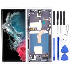JIANBWAT Cellphone LCD Screen for Galaxy S22 Ultra 5G SM-S908U US Edition OLED LCD Screen Digitizer Full Assembly with Frame (Black)