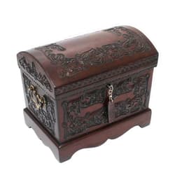 NOVICA Colonial Wood and Tooled Leather Jewelry Box, Brown 'Colonial Mystique'