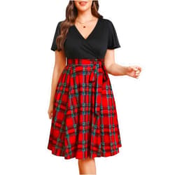 Pinup Fashion Women Plus Size Dresses Wedding Guest - Semi Formal Cocktail Wrap Empire Waist Midi Dress