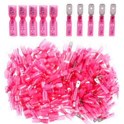 Glarks 50pcs 22-16 Gauge Fully Insulated Female/Male Spade Nylon Heat Shrink Waterproof Quick Disconnect Electrical Insulated Crimp Terminals Connectors Assortment Kit