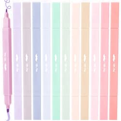 Mr. Pen- Dual Tip Aesthetic Highlighters, 12 Pack, Chisel & Fine Tips, Joyful Earth, Cute Highlighters Assorted Colors, Cute Highlighters for School Highlighters, Highlighter Set, Pastel Highlighters