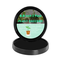 vensovo Large Ceramic Plant Saucer for Pots- 2 Pcs 7 Inch Round Plant Tray for 4,5,6 Inch Plant Pots, Modern Black Ceramic Planter Saucer are The Perfect for Indoor or Outdoor Decoration.