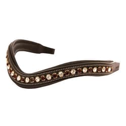 ExionPro Exion Horse Browband for English Bridle | Curved Shape Padded Equestrian Browband for Show & Dressage | Clear, Burgundy Crystal Browband for Horses