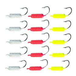 EUPHENG UV Glow in Dark Yellowtail Snapper Jigs, 15PCS 1/4oz, 1/8oz, 1/16oz Weighted Jig Head with Stainless steel Hook Yellowtail jig hook for Saltwater and Freshwater Fishing
