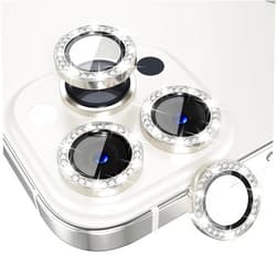Choiche [3+1] for iPhone 13 Pro/iPhone 13 Pro Max Camera Lens Protector Bling, 9H Tempered Glass Camera Cover Screen Protector Metal Ring Decoration Accessories (Diamond-Silver)