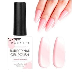Makartt Builder Nail Gel Polish-15ML 7 in 1 Multifunctional for Apex Building,Coloring,Rubber Base Coat,Strengthener,Rhinestone Glue Gel for Broken Nails Repair Soak Off UV/LED Gel-Rosebud Perfection