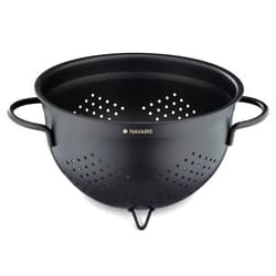 Navaris Stainless Steel Colander 4.8L / 5-Quart - Metal Strainer with Large Holes and Handles for Pasta, Spaghetti, Vegetables, Rice - Black