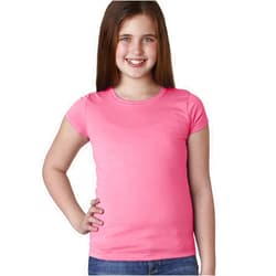 Next Level Big Girls Princess Rib Knit Softness T-Shirt, Hot Pink, Large