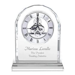 Executive Gift Shoppe | Custom Engraved Solid Crystal Personalized Quartz Clock with Arched Top