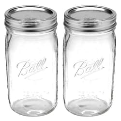 Ball Wide Mouth 32-Ounces Quart Mason Jars with Lids and Bands, (2 Jars)