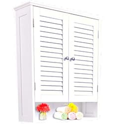 Koyasiry Bathroom Wall Cabinet Wall Mounted Medicine Cabinet Storage Organizer,2 Doors 3 Tier Adjustable Shelf Over The Toilet Space Saver Storage Cabinet for Bathroom Laundry Room Kitchen White
