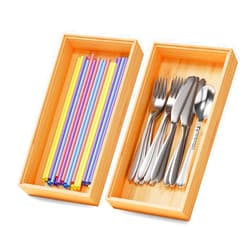 Lochantie Bamboo Kitchen Drawer Organizer Set of 2, Stackable 12