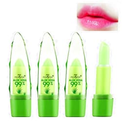 HAOYA 3 Pcs Aloe Vera Color Changing Lipstick,Long Lasting Lip Care Nutritious Plumper Lip Balm Moisturizer Magic Temperature Color Change Lip Gloss Matte Makeup (SET03)