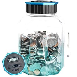 Vcertcpl X-Large Piggy Bank for Adults Kids, Vcertcpl Digital Coin Counting Bank with LCD Counter, 2.4L Capacity, Great Coin Counter Bank Money Counting Jar with Total Amount Displayed (G Blue, X-Large)