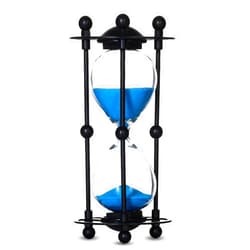 QIRLOEU Hourglass, 15 Minute Sand Timer, Vintage Metal Hour Glass for Home Office Desk Decor, Unique Sand Clock Gifts (Blue)
