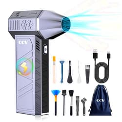 CCV Compressed Air Duster - 150000RPM Electric Air Duster for Cleaning Keyboard&PC 3 Gears Adjustable Rechargeable Cordless Jet Dry Blower Air Blower for Car and Home (F33-Pearl Blue)