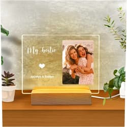 D-Story Custom Best Friend Photo Plaque Gift, Personalized Acrylic Plaque with Photo LED Light, Gift for Best Friend Female Birthday, Long Distance Friendship Gift