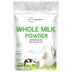 Micro Ingredients Whole Milk Powder, 4lbs | rBST Hormone Free, Pasture Raised Source, Premium Grade Dry Powdered Form | Great for Baking | Rich in Protein | Non-GMO