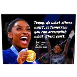 Vincit Veritas Simone Biles Motivational Poster Quote Inspirational Quotes Classroom Posters Gymnast Documentary Gymnastics Pro Black Legend Star Athlete Olympics Print Decor Wall Art G.O.A.T. USA Champion P160-2