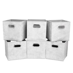 HSDT 13 inch Storage Cubes Bins Grey White Fabic Storage Cubes Inserts Foldable Cloth Storage Boxes Collapsible Storage Baskets Drawer for Cube Organizer ,QY-SC07-6