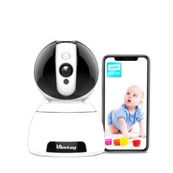 Vimtag 2K ProHD Baby Monitor with Camera and Audio, 4MP Pet Camera with 360° Pan/Tilt Remote, Smart Motion Tracking, 2-Way Audio, 10m IR Night Vision Dome IP Cam Surveillance for Home Security Indoor 4MP-White