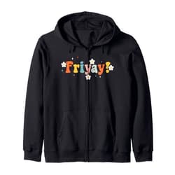 Floral Teacher Teaching First Day of School Retro Groovy Teacher Back To School Friyay Teacher life Zip Hoodie