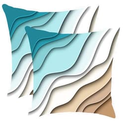 AWJTNCQ Blue Teal and Grey Boho Throw Pillow Covers 18x18 Set Of 2 Summer Outdoor Abstract Stripe Pillows Cover Mid Century Modern Decorative Pillow Case Farmhouse Cushion Cover for Home Couch Bed Sofa Decor