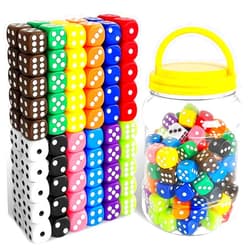 Juuxncgv 120 16mm 6 Sided Dice Set,Standard Game Dice Kids,Colored Dice with Storage Bucket Opaque for Board Games,Dice Games,Math Dice,Classroom,12 Colors